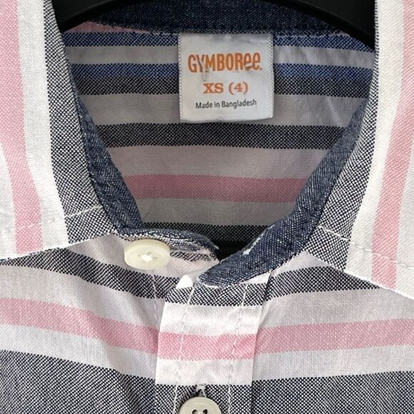 Gymboree Boys Striped Short Sleeve Button Down Shirt Size 4 XS - Picture 5 of 7